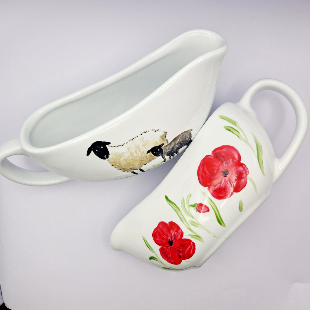 Poppies Handpainted Gravy Boat