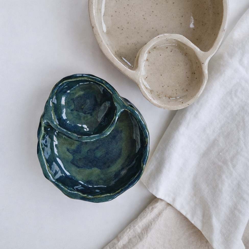 Chip and Dip Bowl in Aquamarine Glaze