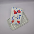 Strawberries Handpainted Butter Dish