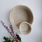 Chip and Dip Bowl in Specled Cream Glaze