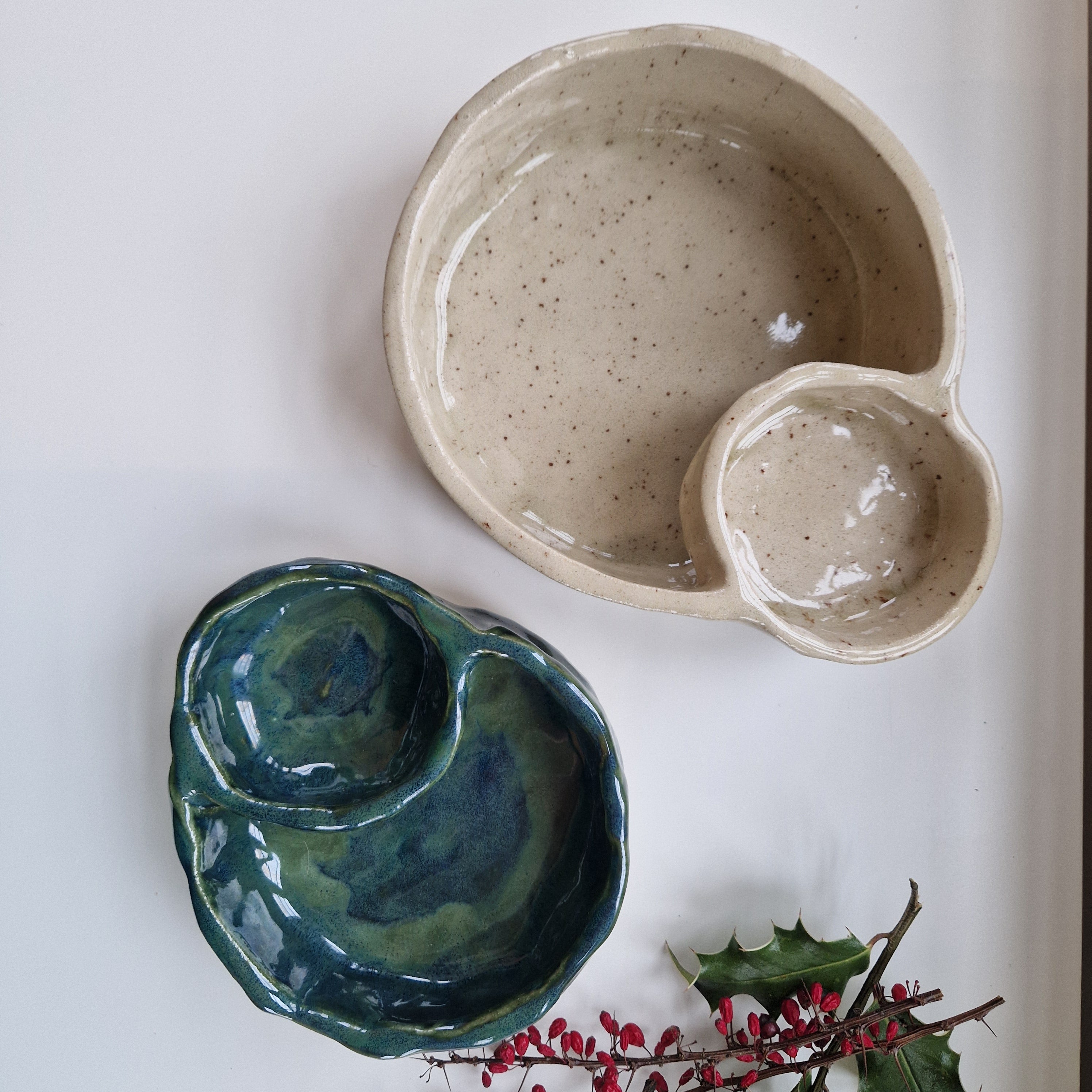 Chip and Dip Bowl in Aquamarine Glaze